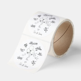 Pegatina Redonda Custom Doodle Modern Balloon Happy Birthday 