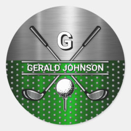 Pegatina Redonda Custom Elegant Golf Monogram