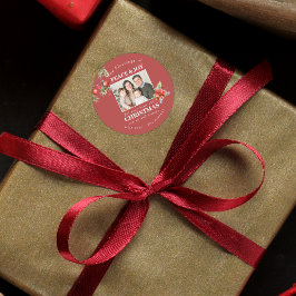 Pegatina Redonda Custom Family Photo Holiday