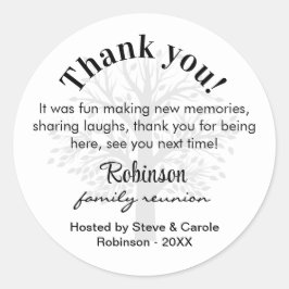 Pegatina Redonda Custom Family Reunion Thank You Favor Bag 3-in 