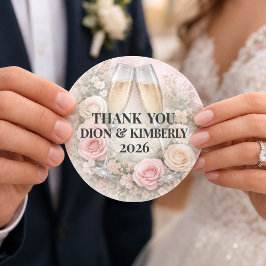 Pegatina Redonda Custom Floral Champagne Toast Sticker