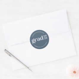 Pegatina Redonda Custom Grad 2026 Slate Blue Graduation Seals