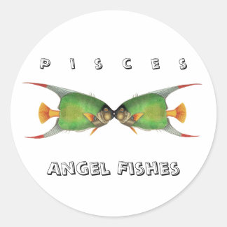 Pegatina Redonda Custom Green Angel Fish Pisces Astrological Sign