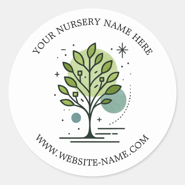 Pegatina Redonda Custom Greenleaf Nursery Branding  (Anverso)