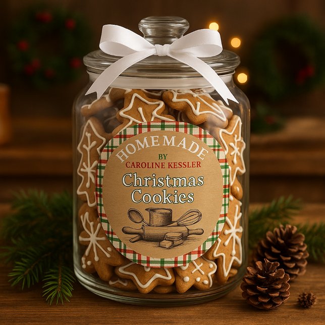 Pegatina Redonda Custom Homemade Christmas Cookies Label Sheet (Subido por el creador)