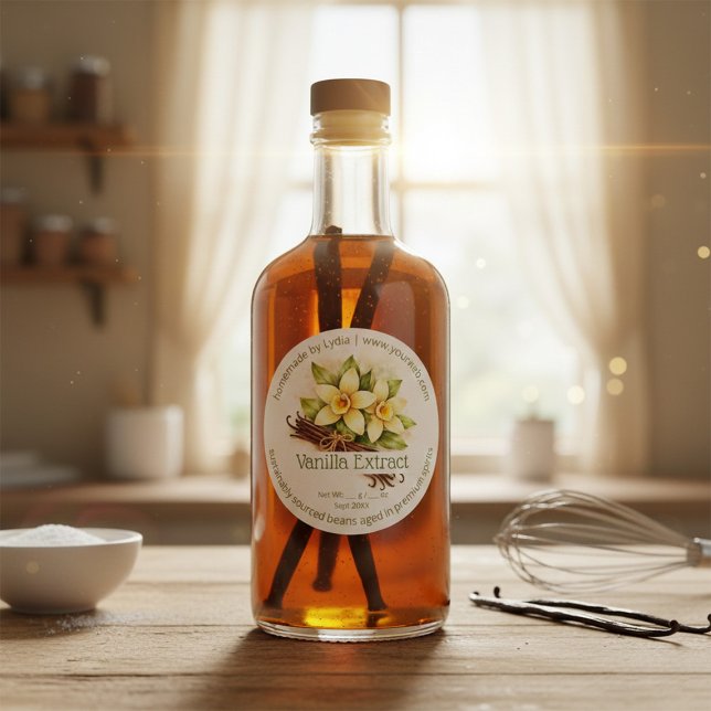 Pegatina Redonda Custom Homemade Vanilla Extract Round Sticker (Subido por el creador)