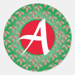 PEGATINA REDONDA CUSTOM INITIAL PINE CONE CHRISTMAS DESIGN STICKER