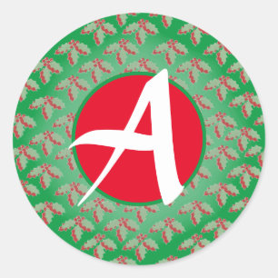 PEGATINA REDONDA CUSTOM INITIAL PINE CONE CHRISTMAS DESIGN STICKER
