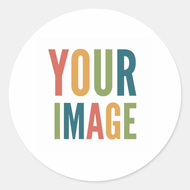 Pegatina Redonda Custom Logo Here | Add Your Own Design (Anverso)