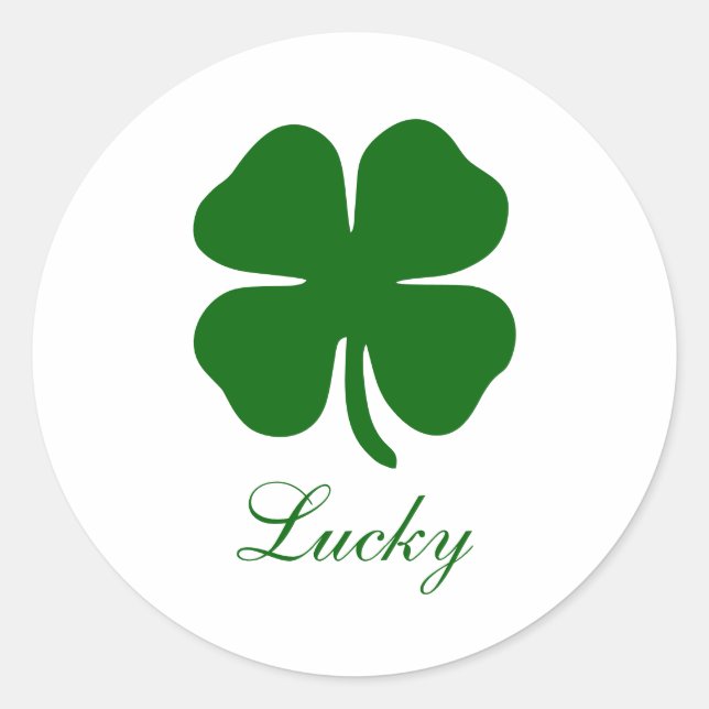 Pegatina Redonda Custom Lucky Clover (Anverso)