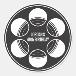 Pegatina Redonda Custom Name Clapperboard Stickers, Hollywood Party