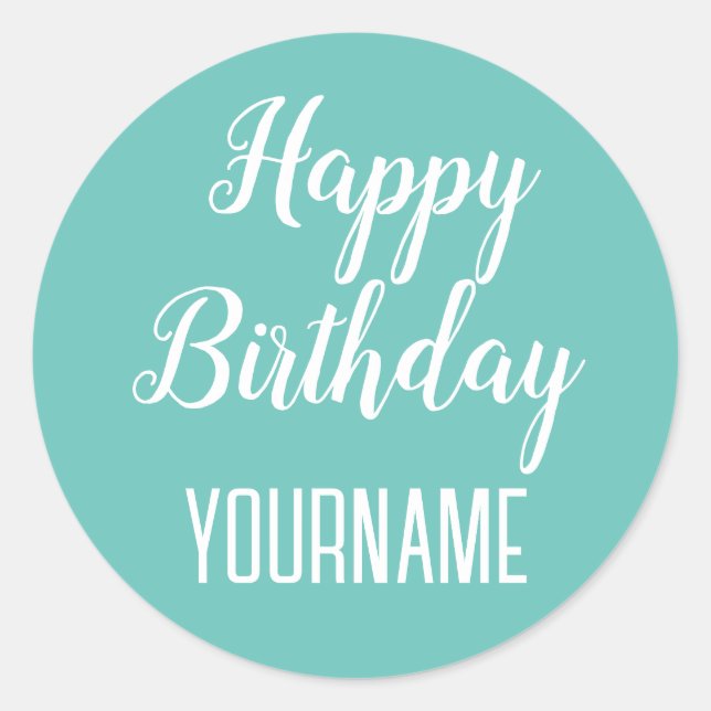 Pegatina Redonda Custom NAME Happy Birthday Party (Anverso)