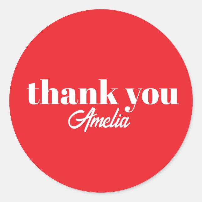 Pegatina Redonda Custom Name Thank You Stickers (Anverso)