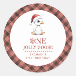 Pegatina Redonda Custom One Jolly Goose December First Birthday