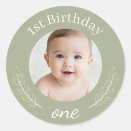 Pegatina Redonda Custom Photo Birthday Sticker - Personalized Happy