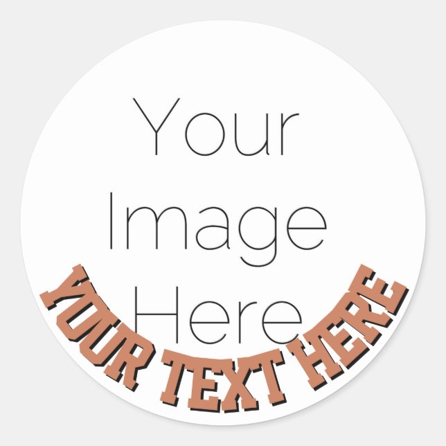 Pegatina Redonda Custom Photo Round – Mocha mousse brown text (Anverso)