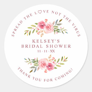 Pegatina Redonda Custom Pink Garland Wreath Bridal Shower Sanitizer