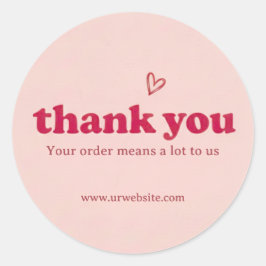 Pegatina Redonda Custom Pink Thank You Business Sticker 