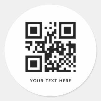 Pegatina Redonda Custom QR Code and Text Promotion White