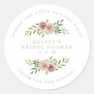 Pegatina Redonda Custom Sage Garland Wreath Bridal Shower Sanitizer