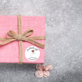 Pegatina Redonda Custom Stickers Handmade with Love elegant white