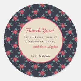 Pegatina Redonda Custom Vintage Floral Thank You Sticker 