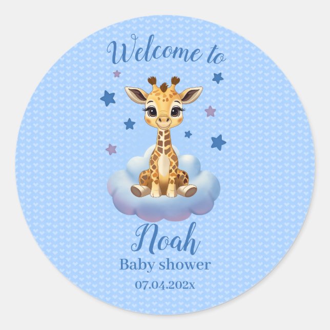 Pegatina Redonda  customizable baby giraffe (Anverso)