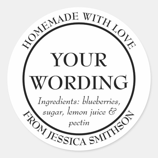Pegatina Redonda Customizable Homemade Items Label (Anverso)