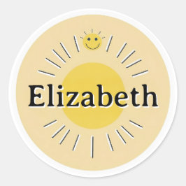 Pegatina Redonda Customizable kids Name Sticker – Sunny Design