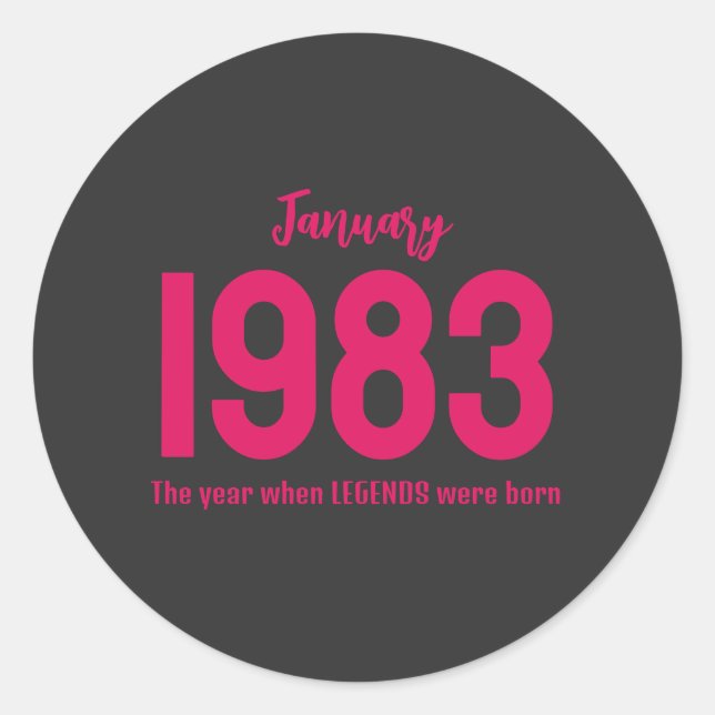 Pegatina Redonda Customizable month year text legend gift (Anverso)