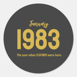 Pegatina Redonda Customizable month year text legend gift