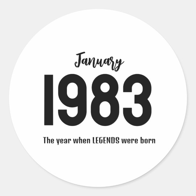 Pegatina Redonda Customizable month year text legend gift (Anverso)