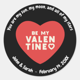 Pegatina Redonda Customizable Valentine's Day Heart