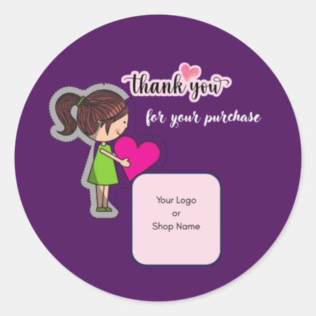 Pegatina Redonda Customized Thank You Card for Your Purchase Labels (Anverso)