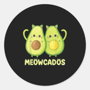 Pegatina Redonda Cuta aguacate Kitten Pun Funny Kawaii Animal Alime