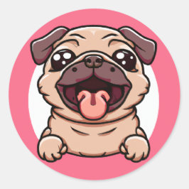 Pegatina Redonda Cuta Chibi Salto A Través Del Agujero