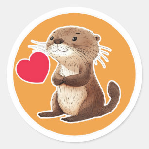 Pegatina Redonda Cuta Otter