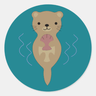 Pegatina Redonda Cuta Otter