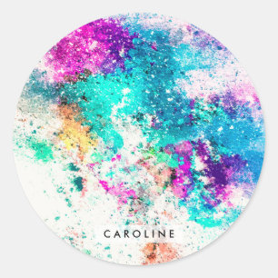 Pegatina Redonda Cuta pintura abstracta