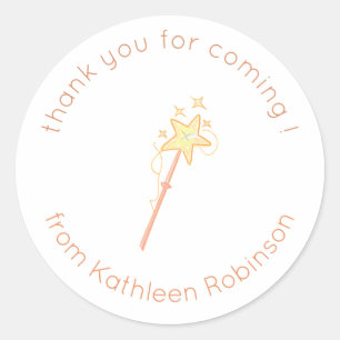 Pegatina Redonda Cuta varita mágica gracias