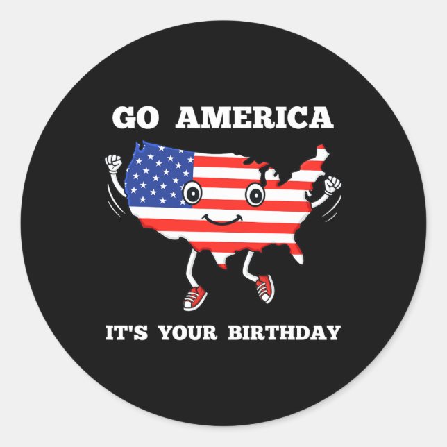 Pegatina Redonda Cute 4 De Julio Estados Unidos Fun Patriótico (Anverso)