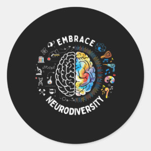 Pegatina Redonda Cute Abrazo Neurodiversidad Autismo Conciencia Asd