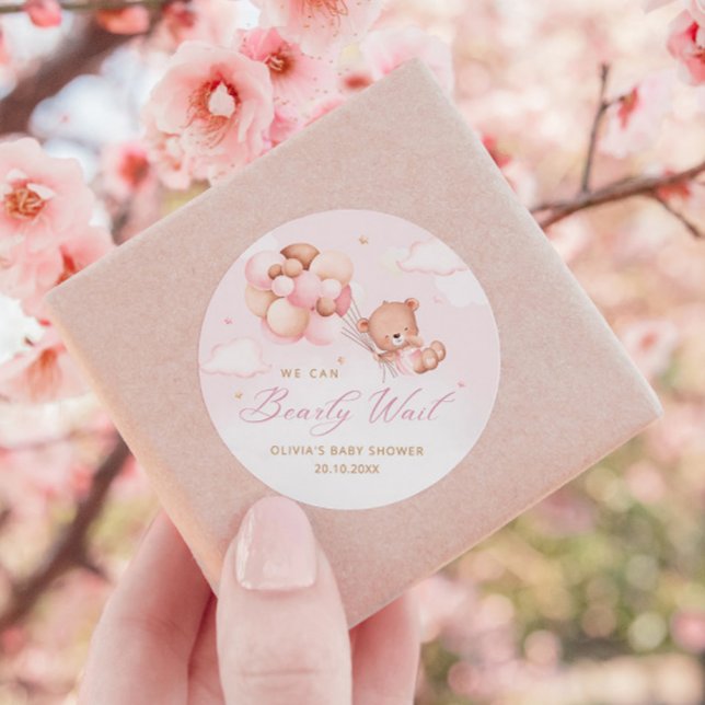 Pegatina Redonda Cute acuarela Boho Teddy Bear Chica Baby Shower (Subido por el creador)