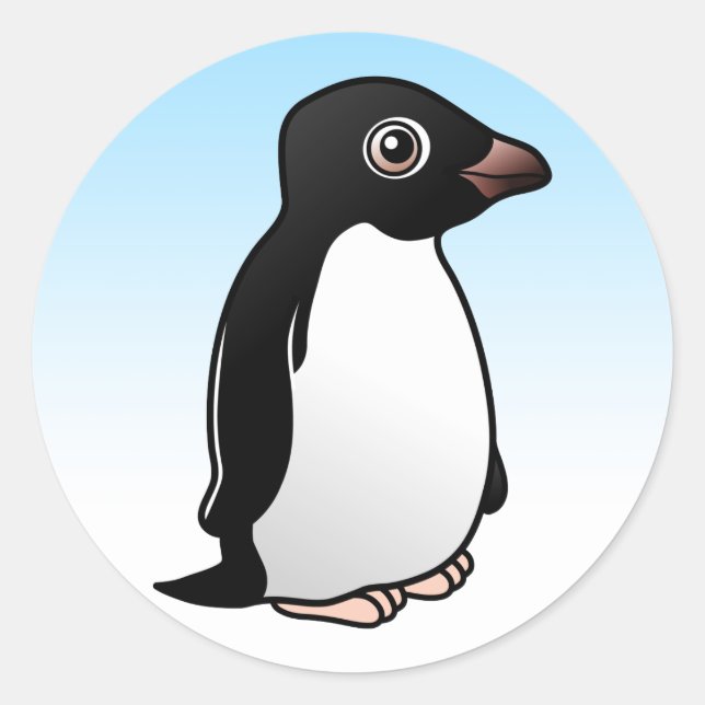 Pegatina Redonda Cute Adelie Penguin (Anverso)