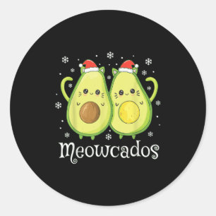 Pegatina Redonda Cute aguacate Kitten Pun Gracioso Noche De Comida