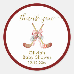 Pegatina Redonda Cute All Stars Lazo Hockey Niña Baby Shower