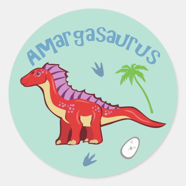 Pegatina Redonda Cute Amargasaurus (Anverso)
