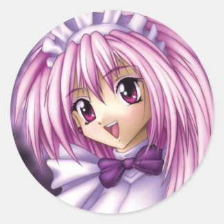 Pegatina Redonda Cute Anime Chica Maid