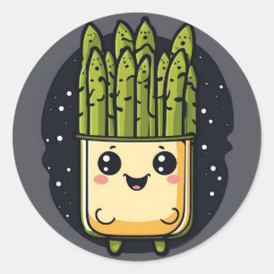Pegatina Redonda Cute Asparagus Veggie