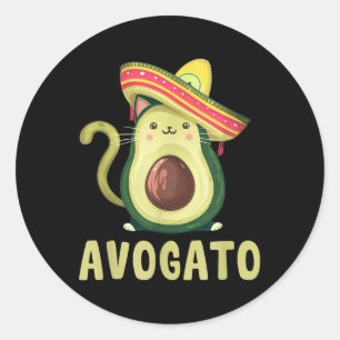 Pegatina Redonda Cute Avogato Funny Cinco De Mayo Gato Aguacate Niñ